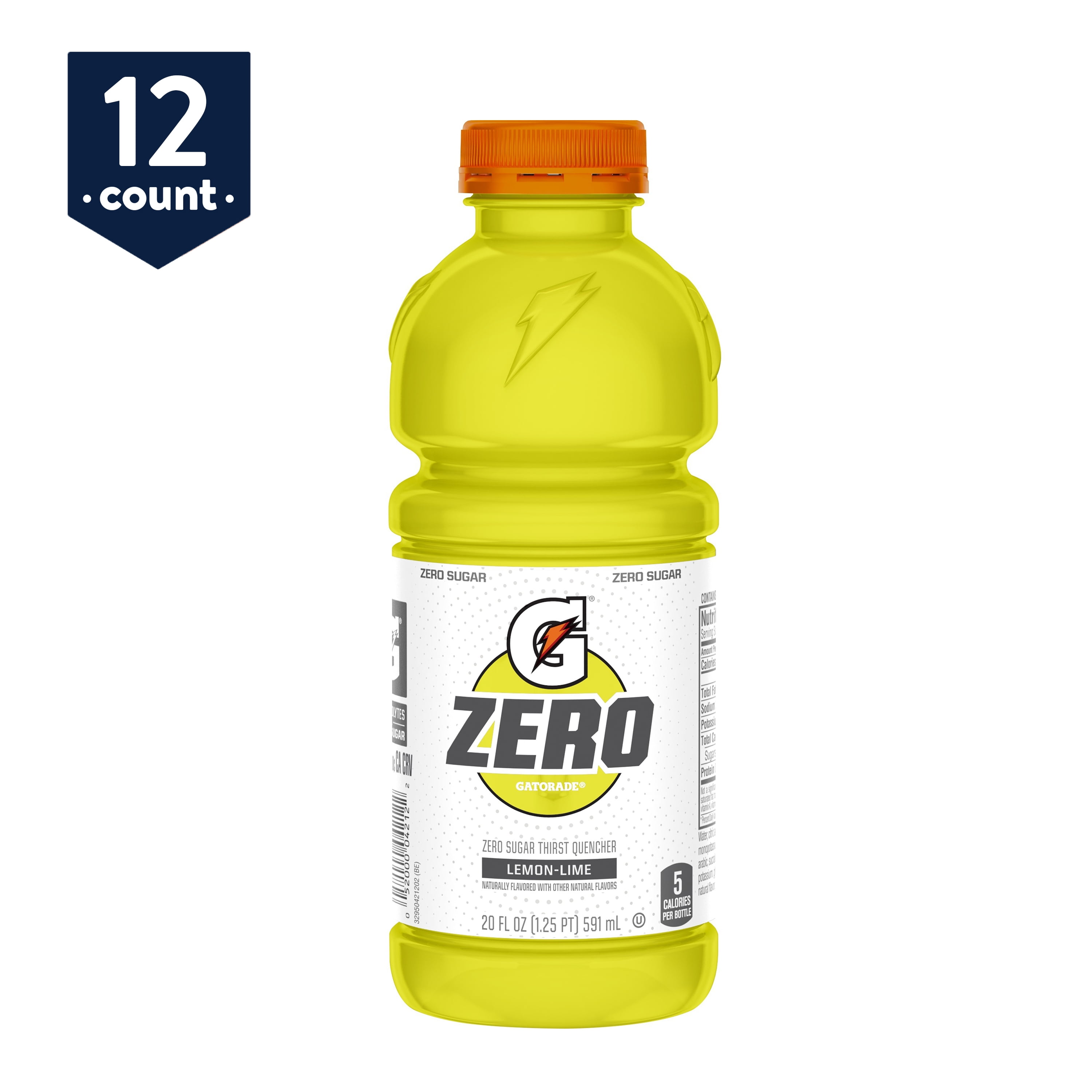 Gatorade Zero Sugar Thirst Quencher, Lemon Lime, 20 oz Bottles, 12