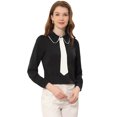 thumbnail image 1 of INSPIRE CHIC Chemisier à Col Claudine pour Femmes, Noir G, 1 of 4