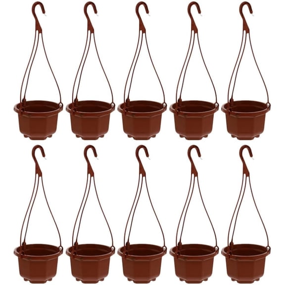 10 Pcs Plastic Hanging Planter 3.8 Inch Hanging Plant Pots Hanging Plant Containers with Drainage Holes and Hooks for Balcony Lawn Patio Home Office (Red) Red
