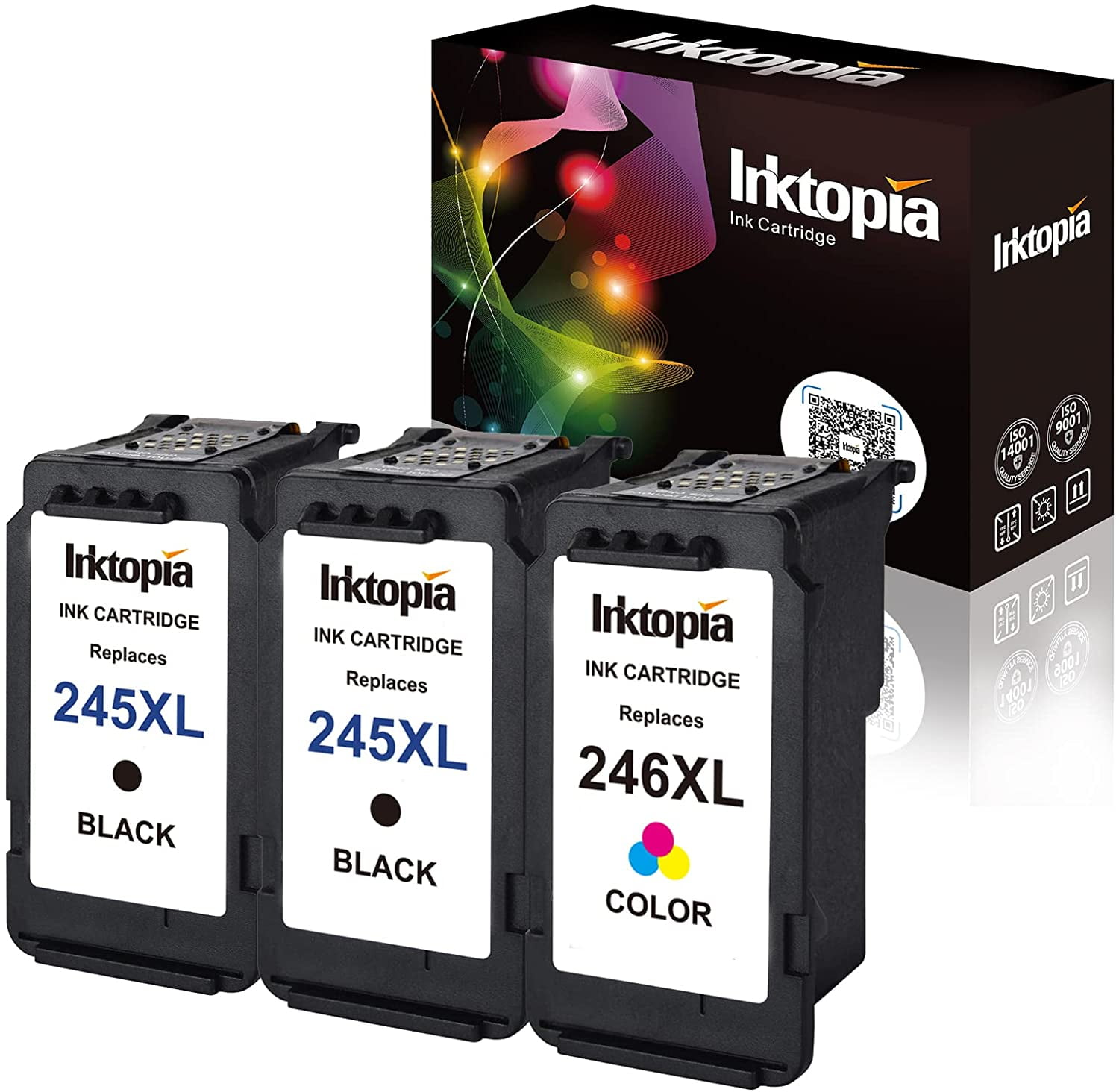 Used in Canon PIXMA MG2520 MG2920 MG2922 MG2924 MG2420 MG2522 MG2525 MG3020 MG2555 MX490 MX492 Printer Remanufactured for Canon PG-245XL Ink Cartridges 2 Black Shows Accurate Ink Level 