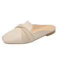 thumbnail image 2 of ZTTD Ladies Fashion Solid Color Leather Round Head Half Slippers Flat Comfortable Casual Single Shoes, 2 of 8