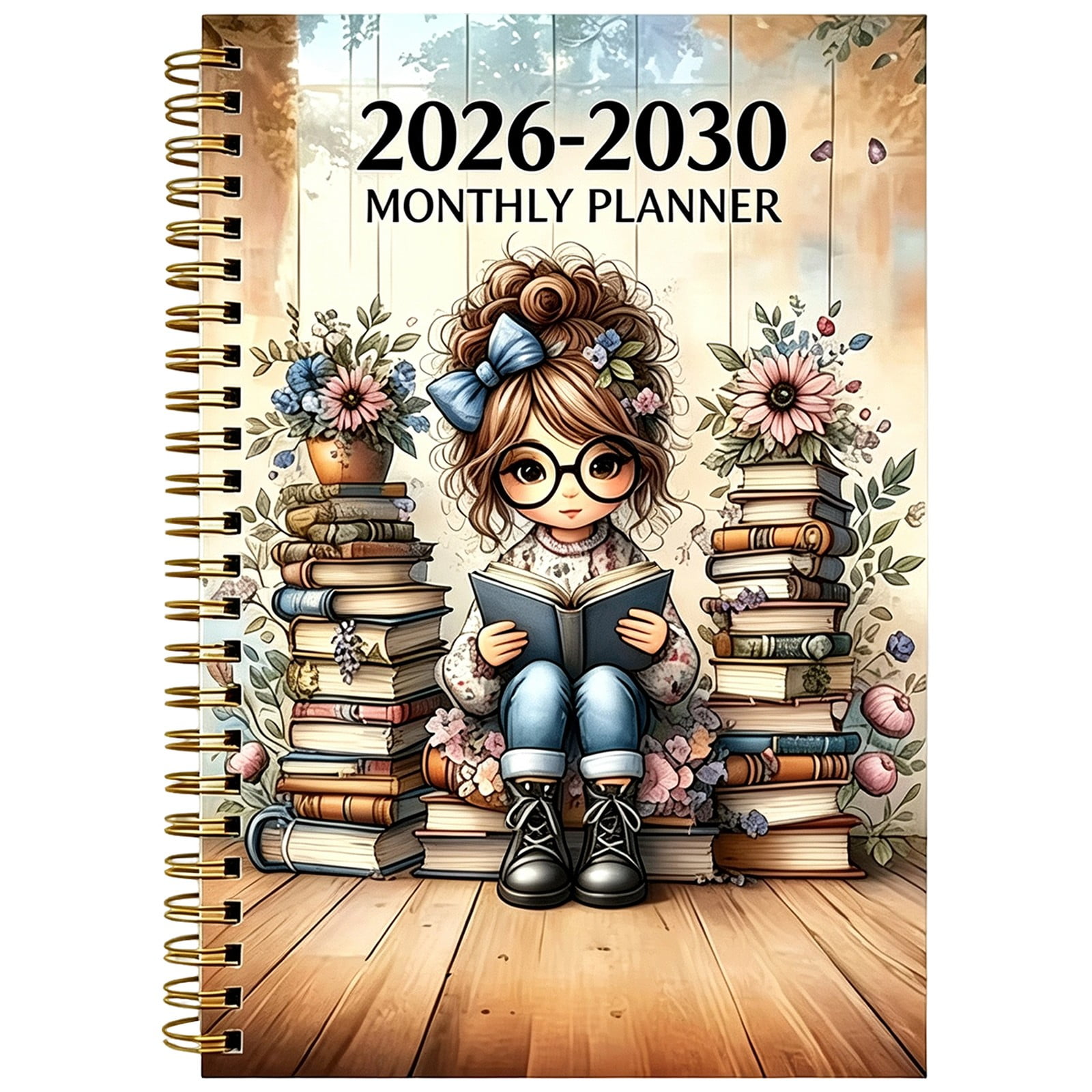 2026-2030 Monthly Planner 8.27X5.51 5 Year Calendar Organizer Monthly Agenda Book Reading Themed Journal Goal Tracking Notebook Spiral Bound Planner for Scheduling & Long Term Goal Management