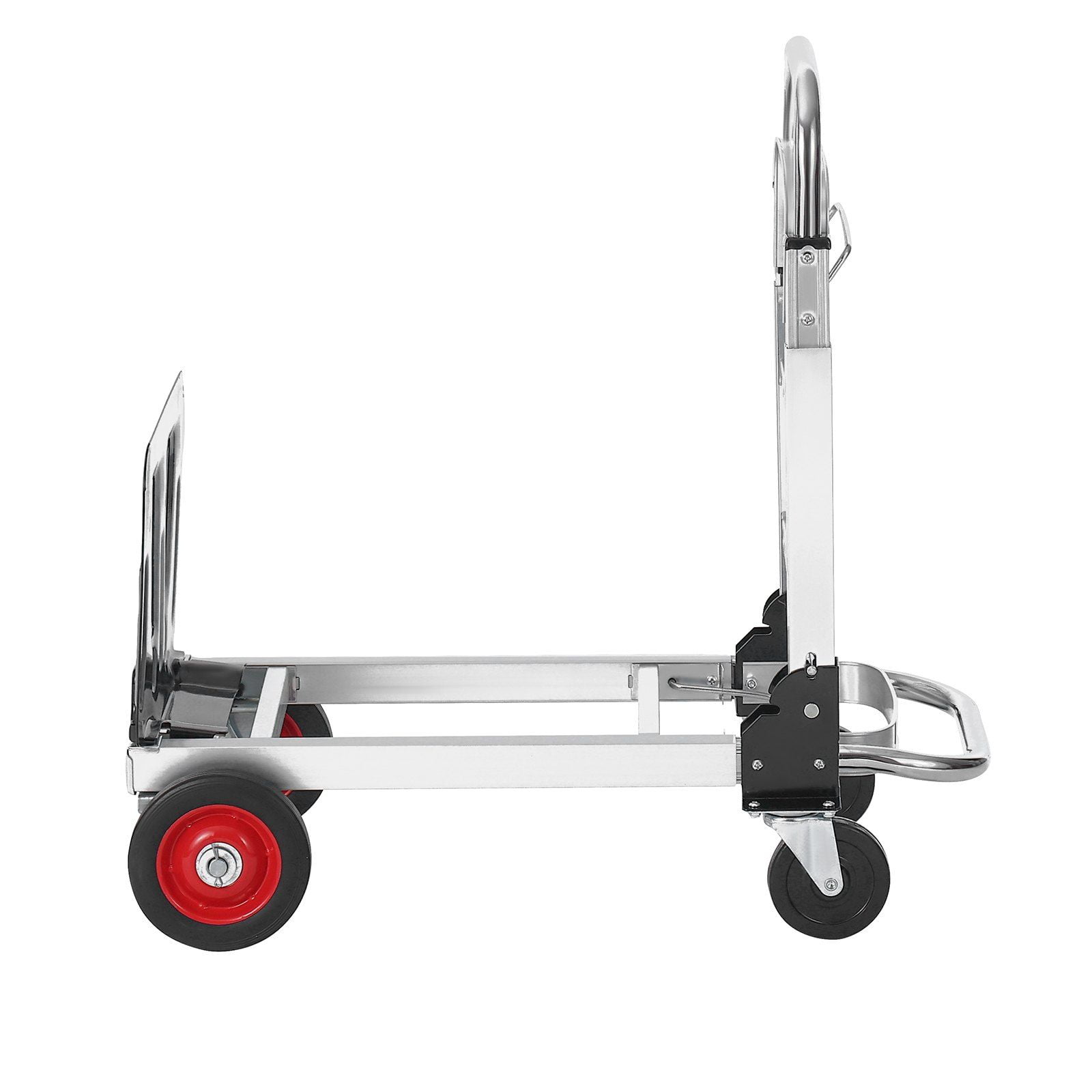 400 lbs Capacity Aluminum Folding Hand Truck, 2 in 1 Heavy Duty Collapsible Dolly Cart with Rubber Wheels, Multi-Purpose Transport Cart for Warehouse, Supermarket, Garden