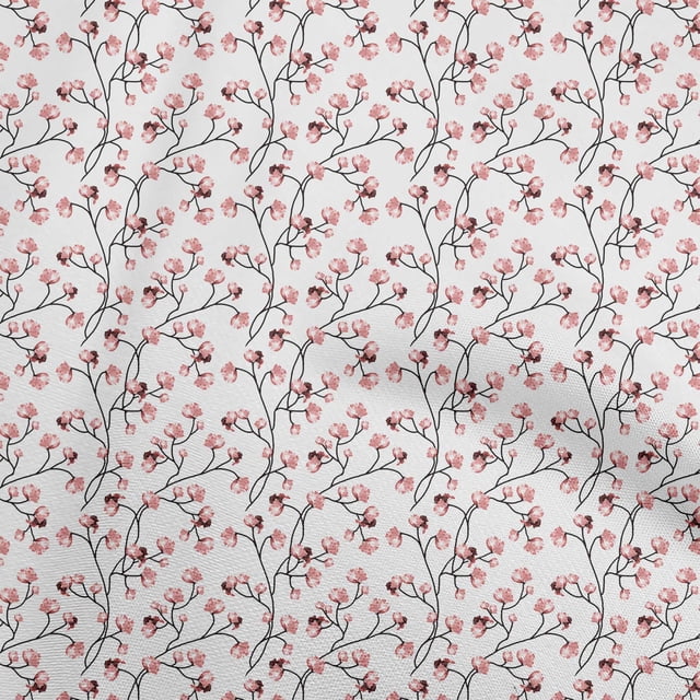 oneOone Tissu Georgette Viscose Blanc Matériel de Robe Florale Tissu Imprimé Tissu au Mètre 42 Pouces de Large