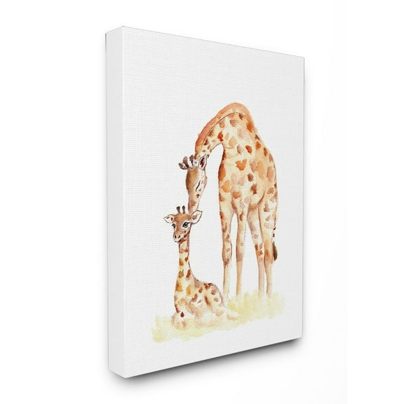 The Kids Room by Stupell Giraffe Family Illustration Oversized Stretched Canvas Wall Art, 24 x 1.5 x 30