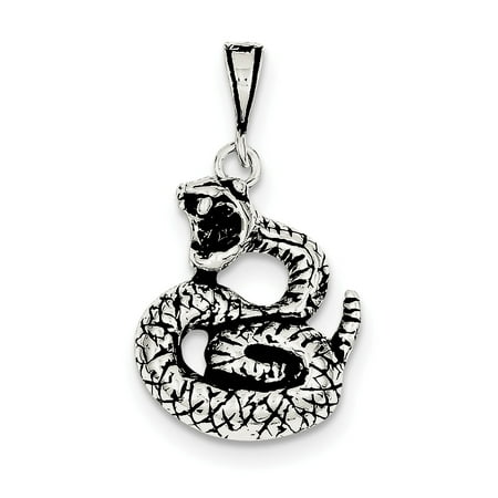 925 Sterling Silver Antiqued Snake (19x24mm) Pendant / Charm