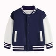 thumbnail image 1 of Jackets for Girls Child Autumn Spring Long Sleeved Color Block Baseball Dark Blue Girls' Fall Tops, Tees & Blouses ,3-4 Years, 1 of 4