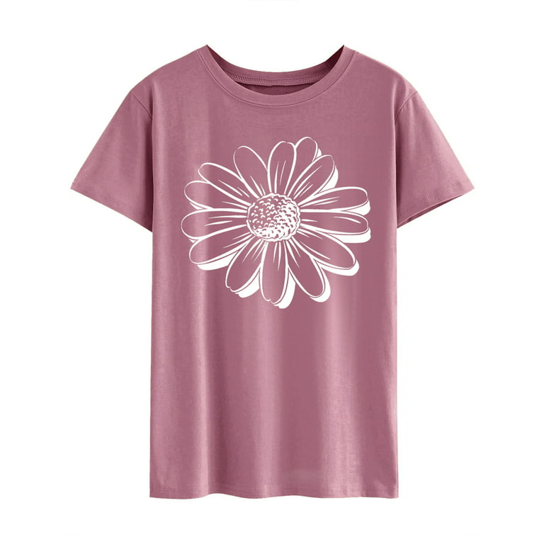 Flower Graphic Women Printed T-Shirt,2XL