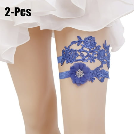 Handmade Wedding Garter - 2PCS Wedding Garter Handmade Flower Elastic Bridal Garter Wedding Garter Belt for Women
