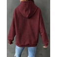 thumbnail image 6 of Women Fall Hoodies Sweater Casual Pullover Waffle Casual Long Sleeve Shirts Drawstring Loose Hooded Sweatshirt with Pocket, 6 of 6