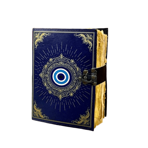 Evil Eye Leather Book of Shadows – 200 Pages Grimoire Journal, Witchcraft Spellbook, Wiccan Pagan Gothic Magic Diary Gift