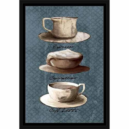 Traditional Coffee Cups Kitchen Textured Painting Blue Framed Traditional Coffee Cups Kitchen Textured Painting Blue Framed Canvas Art By Pied Piper Creative