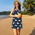 thumbnail image 3 of Xecao Robes d'Été Dessin Animé Cygne pour Femmes Robes Décontractées de Plage Robes de Plage Sans Manches Robe Évasée avec Poches, 3 of 7