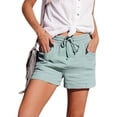 thumbnail image 3 of Women'S High Waist Tie Front Loose Wide Leg Shorts with Pockets Casual Summer Light Green M, 3 of 8