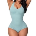 thumbnail image 4 of SWSMCLT Women's Tummy Control Bodysuit Sleeveless Hook Shaper Shapewear Firm Body Shaper Postpartum Spandex Mid Thigh Green X-Large, 4 of 5