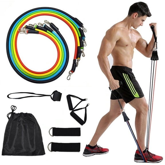 HOWEN 11 PCS Resistance Bands Portable Set, with Door Anchor, For Home Work out