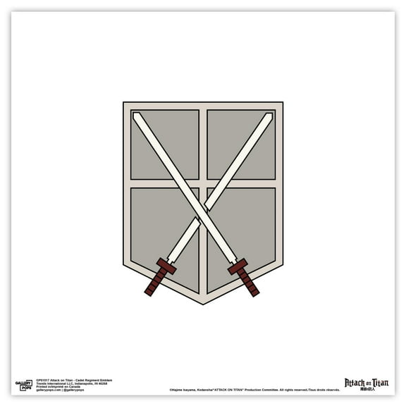 Gallery Pops Attack on Titan - Cadet Regiment Emblem Wall Art, Unframed Version, 12" x 12"