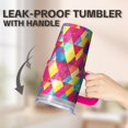 thumbnail image 5 of 20oz Stainless Steel Double Wall Mug with Handle and Straw, Geometric Design Insulated Travel Cup Leak-Proof Lid, 5 of 5