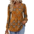thumbnail image 6 of Zeagoo Blouses for Women V Neck Button Casual Dressy Shirts Long Sleeve T-Shirts Pleated Floral Tunic Tops Boho Tunic Tops, 6 of 6