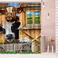 thumbnail image 2 of Cortina de ducha con diseño de granja de ganado, estilo rústico, de madera, estilo bohemio, con diseño de animales pequeños, de vaca, de 72 x 72 pulgadas, de tela de poliéster, para decoración de baño, 2 of 4