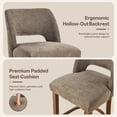 thumbnail image 4 of Usaint Chenille Bar Stools Set of 2, 26.6" Modern Counter Height Barstools, Farmhouse Wooden Kitchen Island Chairs with Hollow-Out Back for Restaurant Kitchen Bar, Brown, 4 of 11