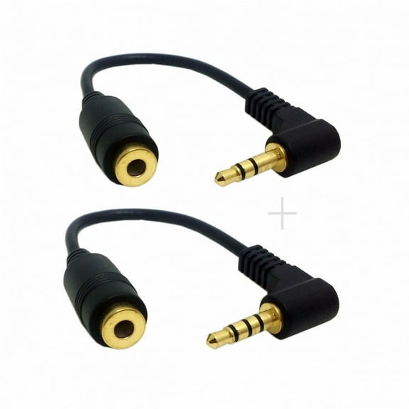 Chenyang CY 1Set 3/4 Poles Audio Stereo 90 Degree Right Angled 3.5mm Male to Female Extension Cable Cable