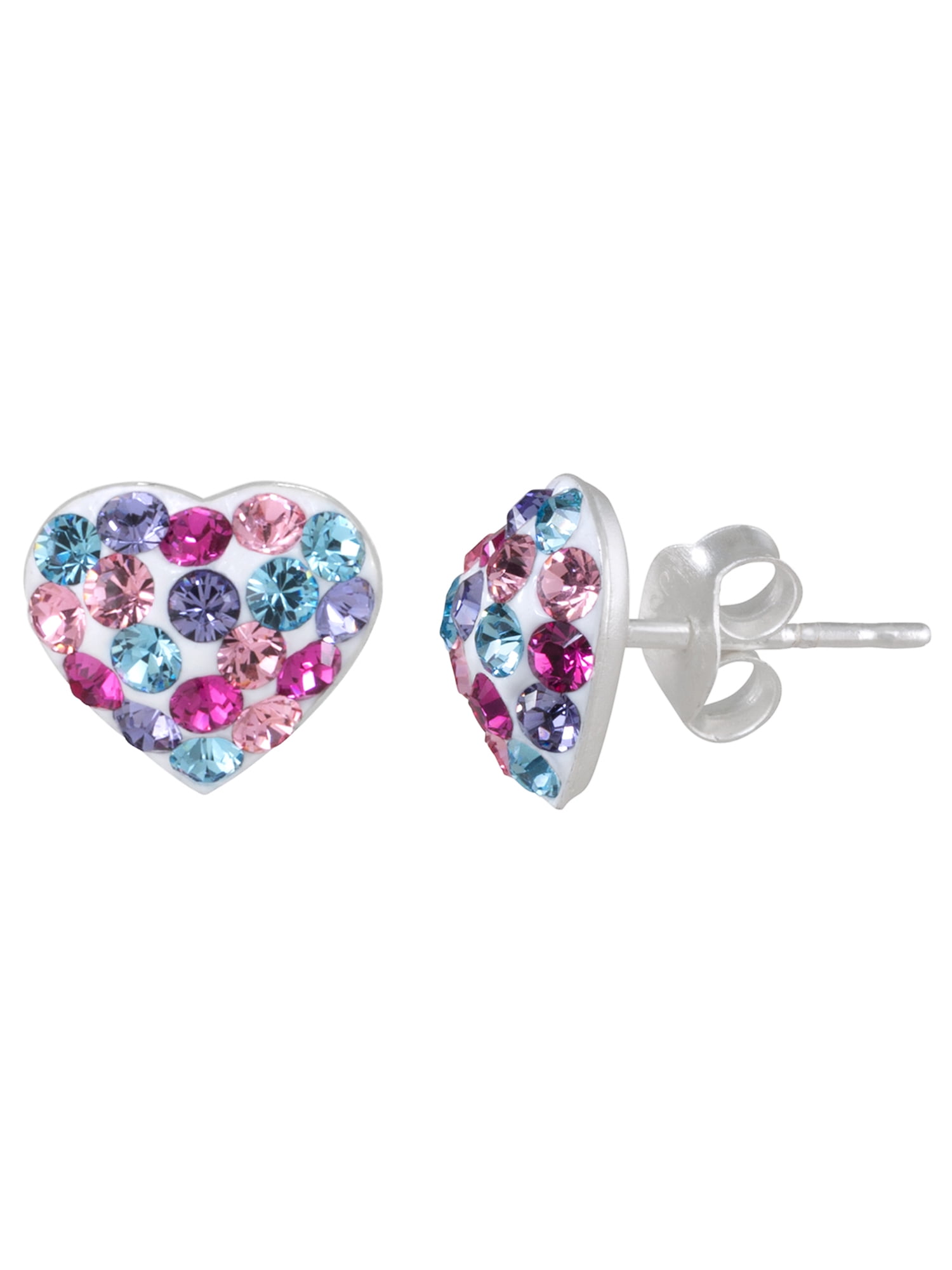 Brilliance Fine Jewelry - Sterling Silver Multi-Color Crystal Heart ...