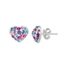 Sterling Silver Multi-Color Crystal Heart Stud Earrings