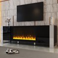 thumbnail image 3 of YesFashion Modern Tv Stand,Fireplace Tv Stand with 34.2" Electric Fireplace,2 Large Cabinets,Shelves Minimalist Entertainment Center TV Console for Living Room, 3 of 10