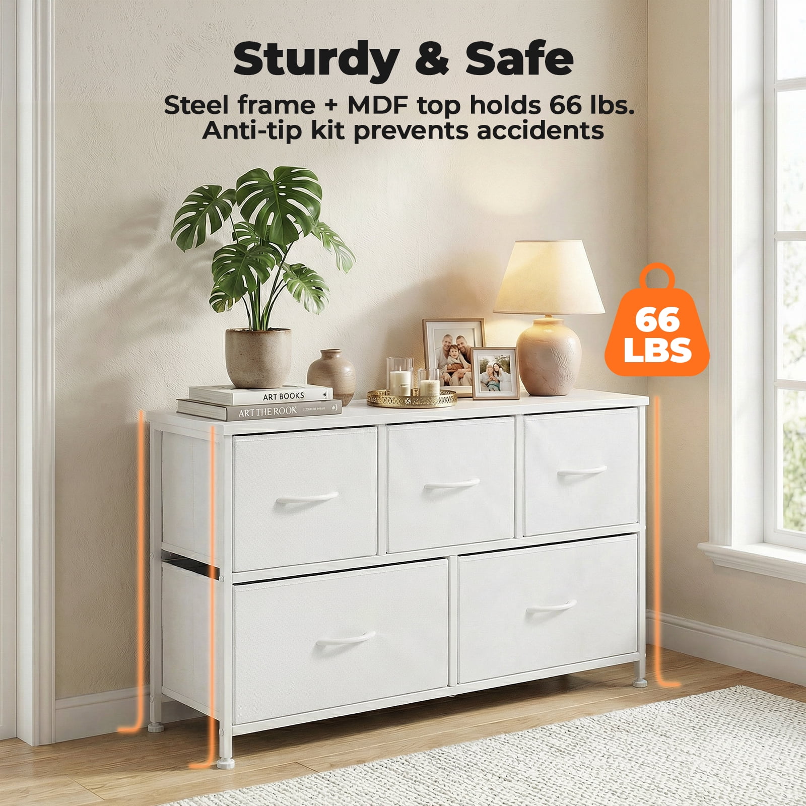 Alvantor Tall Dresser Fabric Storage Tower ,Wooden Top for Kid Room, Closet, Entryway, Nursery