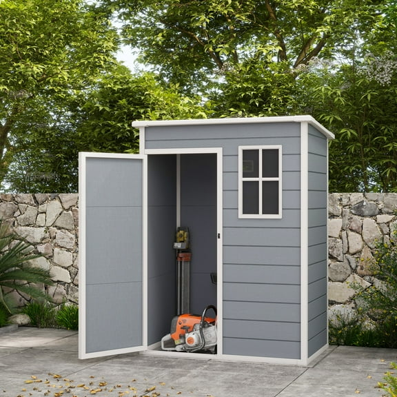Outsunny Locakable Aluminum Alloy Storage Shed with Accessory Bag, 76" x 59.5" W x 36.25", Gray