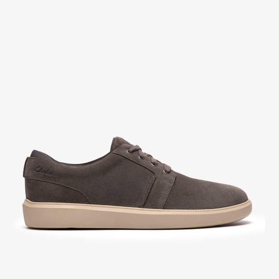 Clarks Mens Brodin Seam Grey Suede Sneakers