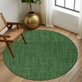 thumbnail image 3 of Dark Green Burlap Texture Large Area Rugs for Bedroom Living Room, Soft Non Slip Carpet Bedside Rug, Farmhouse Vintage Green Round Floor Cover Kitchen Accent Rug 6' for Dining Room/Office, 3 of 9