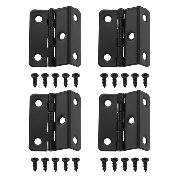 Uxcell Three Fold Hinge 1.61x0.47" Iron Retro Chest Hinge Black 4 Pcs, Vintage Folding Hinges Hardware with Screws for Wooden Cabinet Door Wardrobe Jewelry Boxes, 0.47" Fold Edge, 5 Mounting Holes