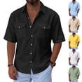 thumbnail image 2 of Yungyresw Short Sleeve Shirt for Men Turn Down Collar Double Pocket Casual Tshirts Breathable Summer Loose Shirts, 2 of 8