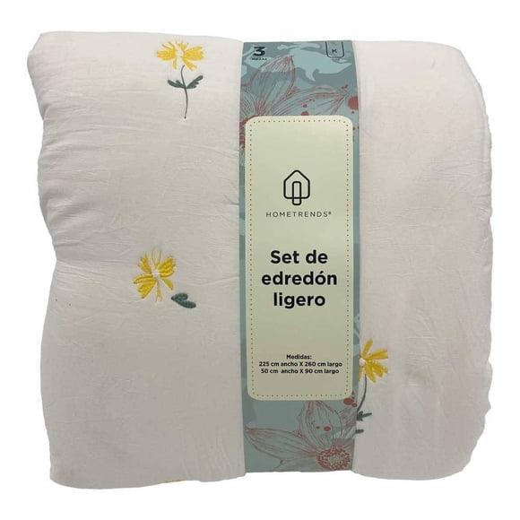 Edredón Hometrends 3 Piezas Bordado Beige