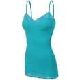 thumbnail image 2 of Bozzolo Women Junior & Plus Adjustable Spaghetti Strap Lace Trim Tunic Tank Top Camisoles, 2 of 5