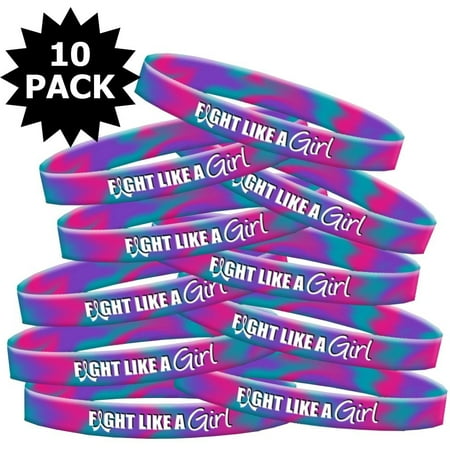 - Thyroid Cancer Fight Like a Girl Wristbands Bracelets Awareness Silicone (10 Pack)