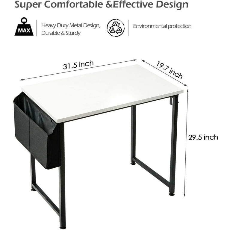 DLisiting Small Computer Desk for Bedroom White Modern Writing Table for  Small Spaces Kids Teens Student Study Work PC Desk 31 Inch