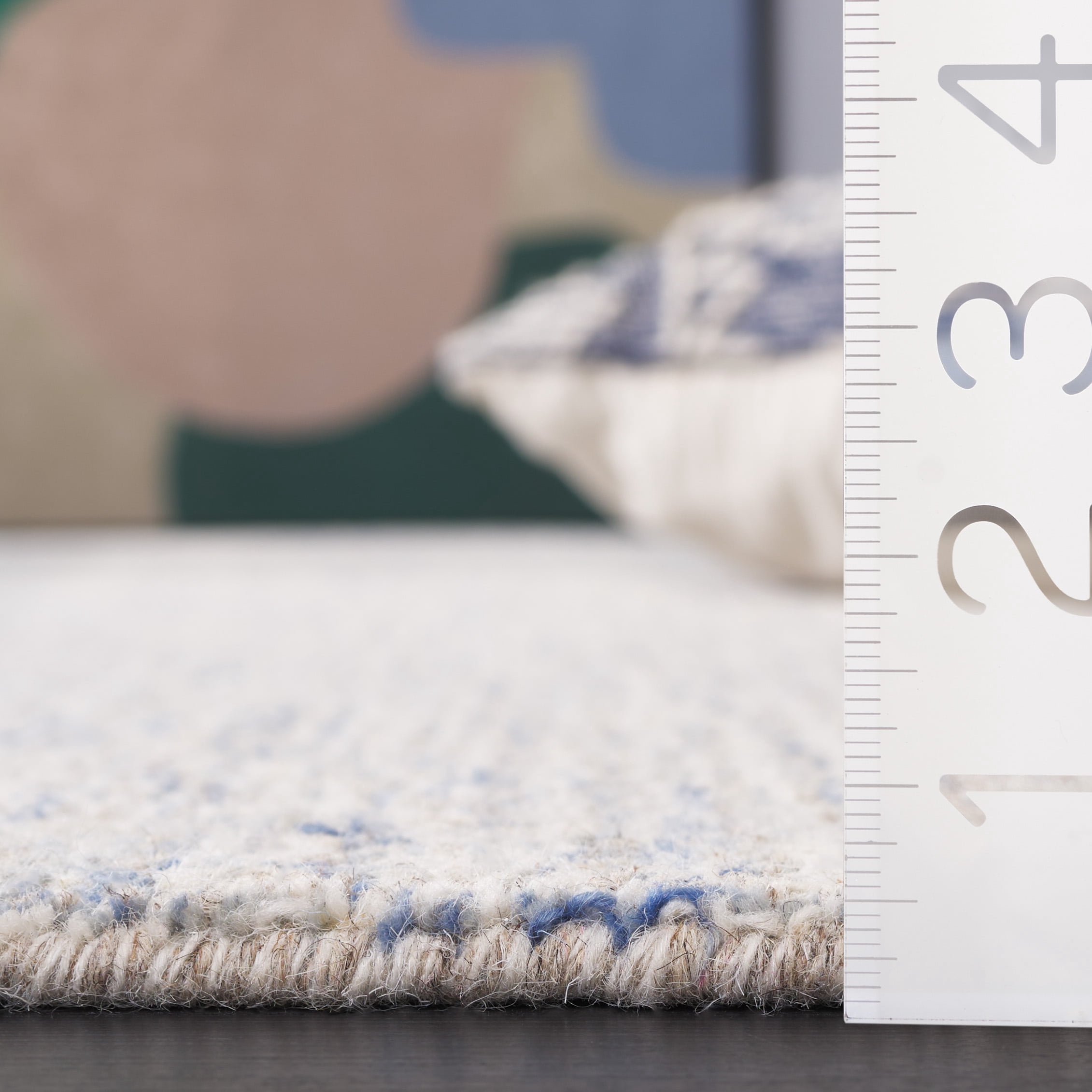SAFAVIEH Abstract Emely Abstract Wool Runner Rug, Ivory/Blue, 2'3" x 8'