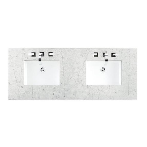 James Martin Furniture 050-S60D-EJP-SNK 60 in. & 3 cm Bristol Eternal Jasmine Pearl Quartz Double Bathroom Vanity Top with Sink