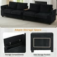 thumbnail image 6 of Harper & Bright Designs 4 Seater Sofa with Console and Cup Holders, Corduroy Sofa Couch with USB Ports and Hidden Storage Arms, 133", Black, 6 of 18