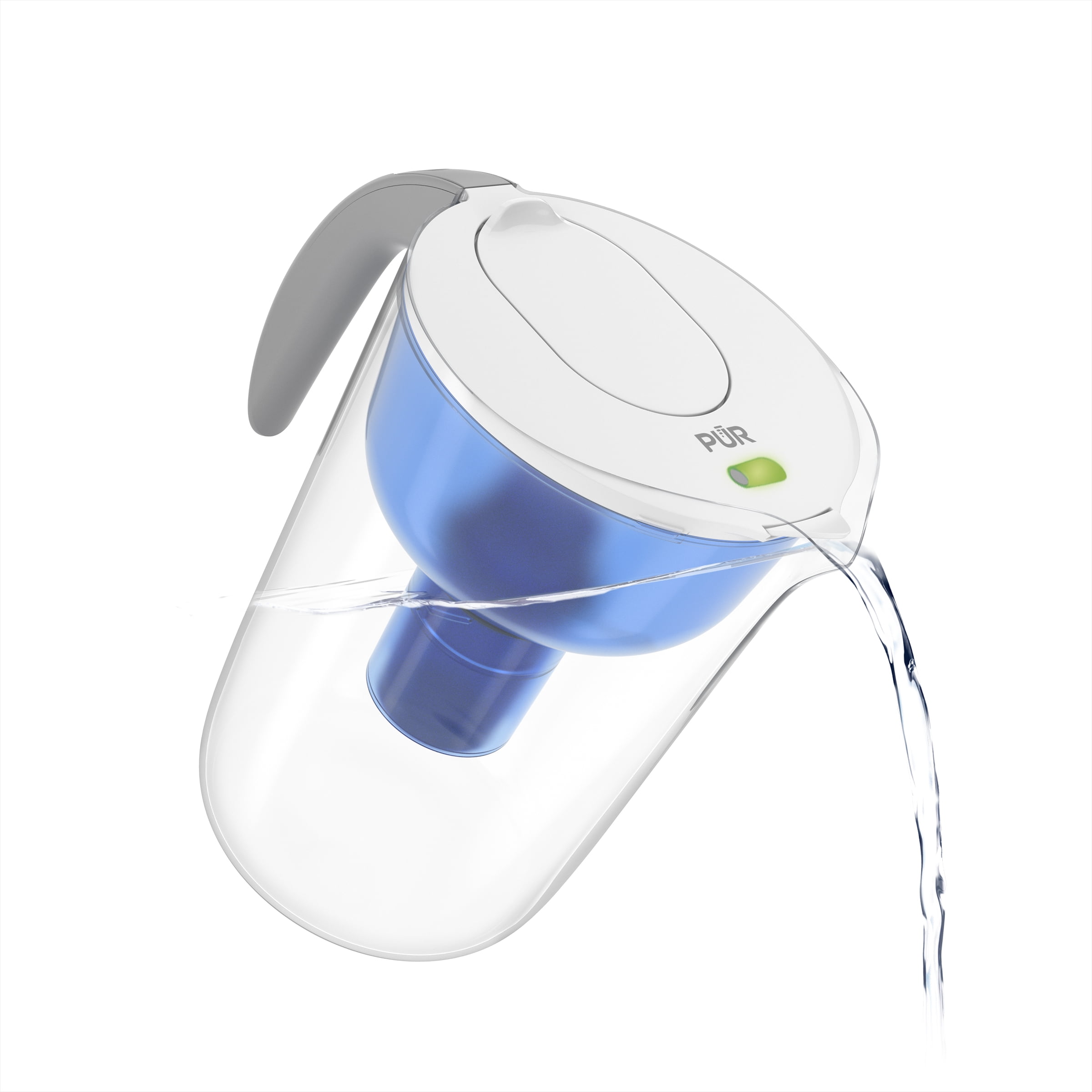 PUR 10 Cup Flip Lid Pitcher with Filter Change Light Indicator, White