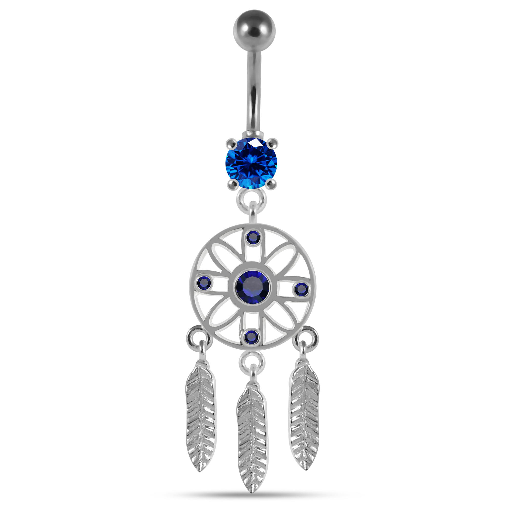 5 Colors belly dream catcher in sterling silver 925 Piercing navel 