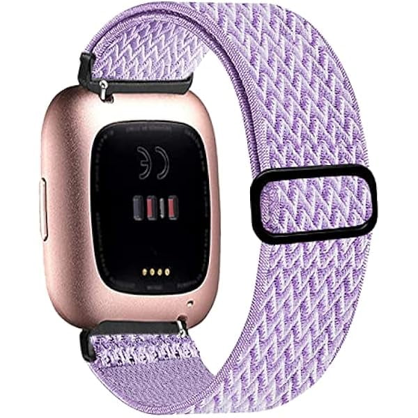 wonima11 Stretchy Bands Compatible with Fit bit Versa 2 Bands for Women Men, Adjustable Elastic Replacement Wristband for Fit bit Versa 2/1 / Lite/SE (light purple)