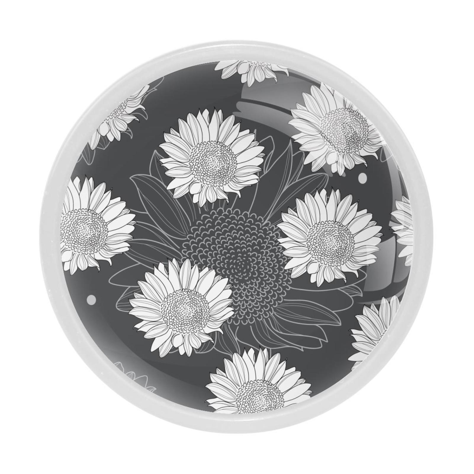 4 Pcs Chrysanthemum Knobs for Kitchen Cupboard Dresser Bookcase