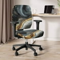 thumbnail image 3 of SCRAWLGOD Marble Print Gray Golden Black Set of 2 Elastic Office Chair Slipcover Non-Slip Universal Desk Chair Seat Protector Dustproof Protective Computer Chair Slipcovers, 3 of 7