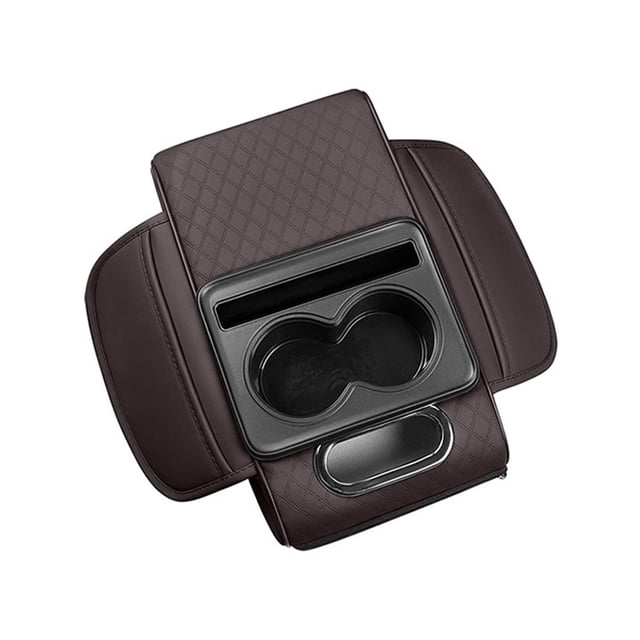 Reposabrazos para coche, organizador 5 en 1 con portavasos y ranura para teléfono, organizador multifuncional de piel sintética, accesorio universal para vehículos.