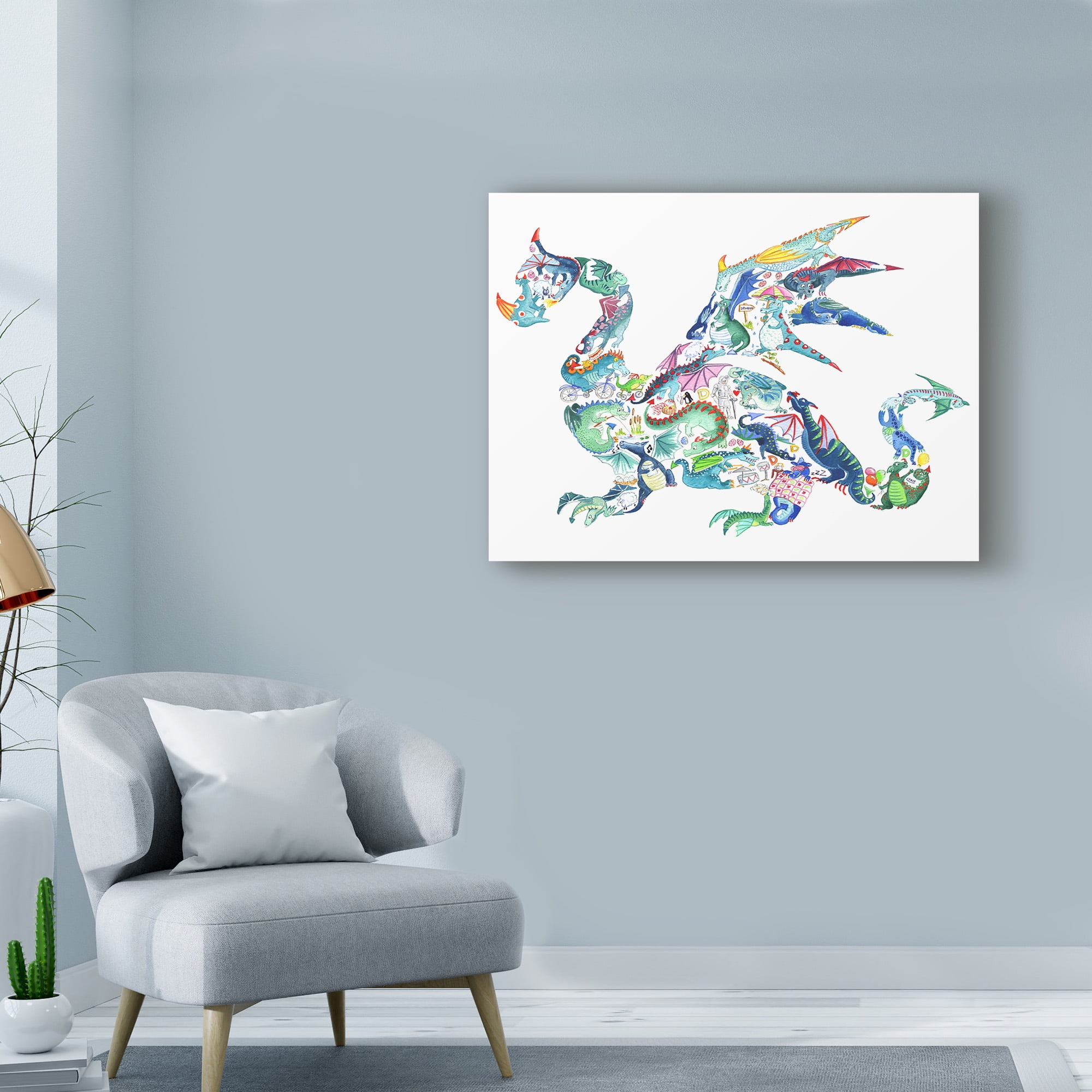 Trademark Fine Art 'Dragon Collage' Canvas Art by Louise Tate