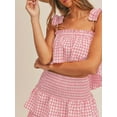 thumbnail image 5 of Michellecmm  Fashion Women's 2 Piece Skirt Outfits Ruffle Shoulder Strap Plaid Tank Tops Tiered Skirt Set, 5 of 9